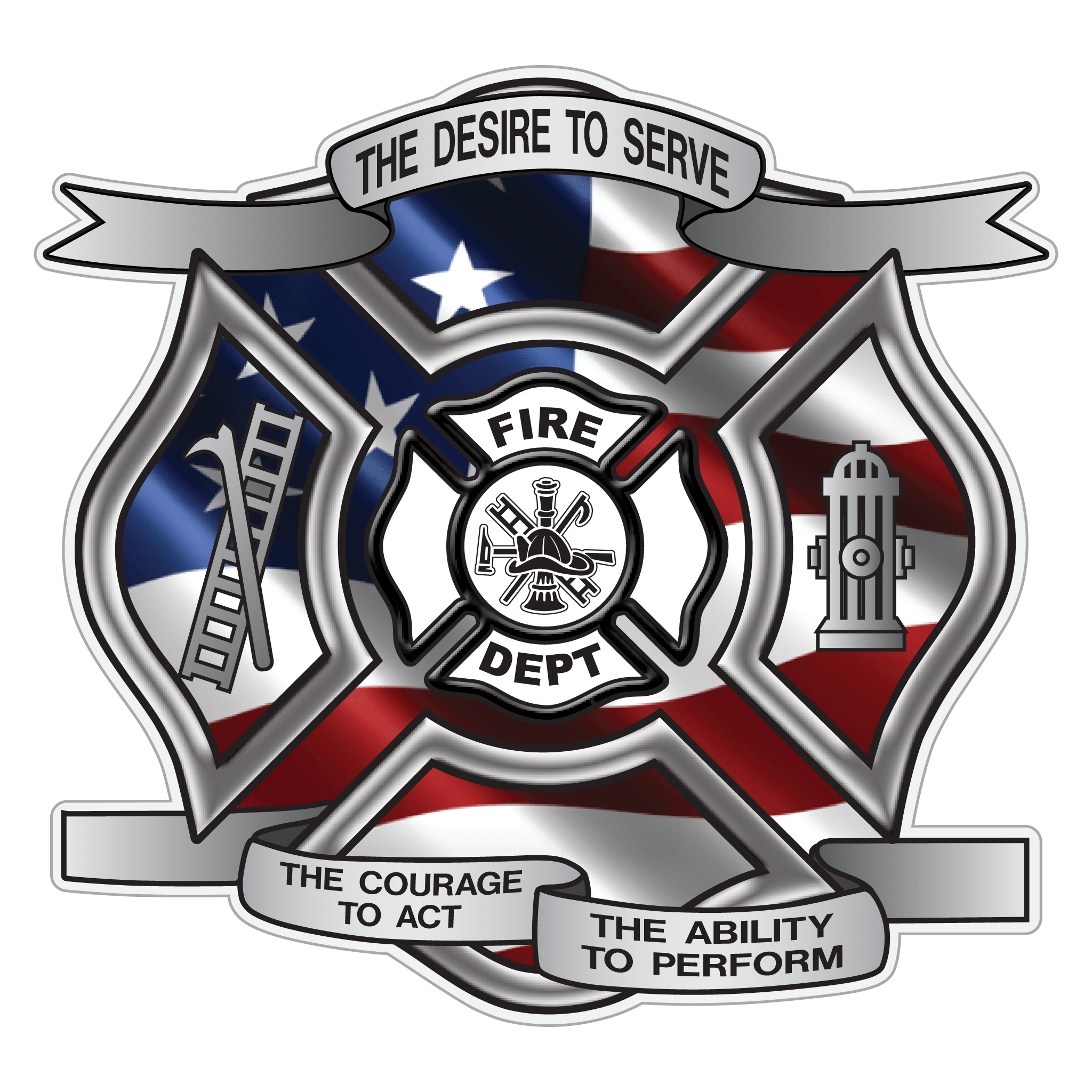 Desire To Serve American Flag Maltese Cross Reflective Decals