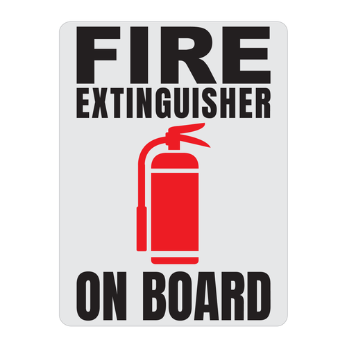 Fire Extinguisher On Board Solid Color Reflective Decal - Fire Safety Decals