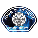 Blue Flames Fire Helmet Front Reflective Vinyl Decal