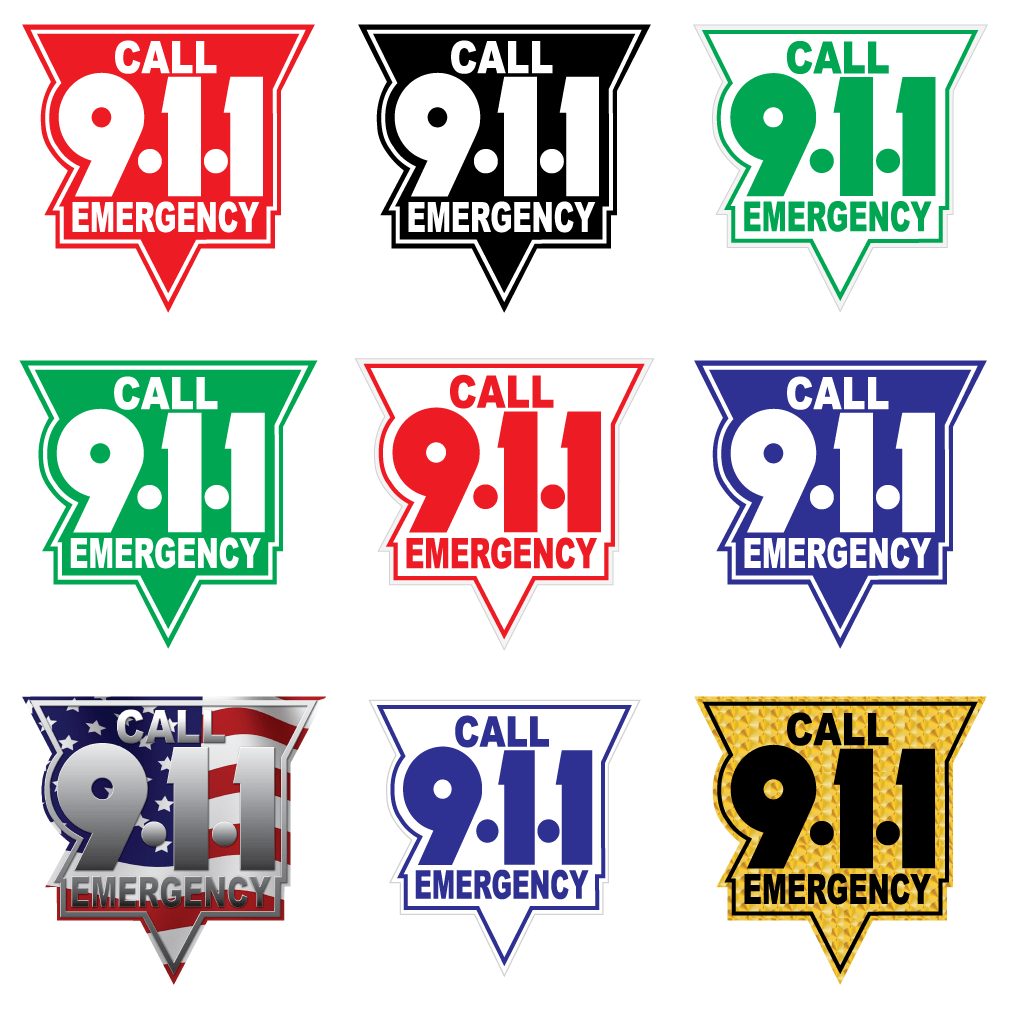 Collection of Call 911 Reflective Vinyl Decals