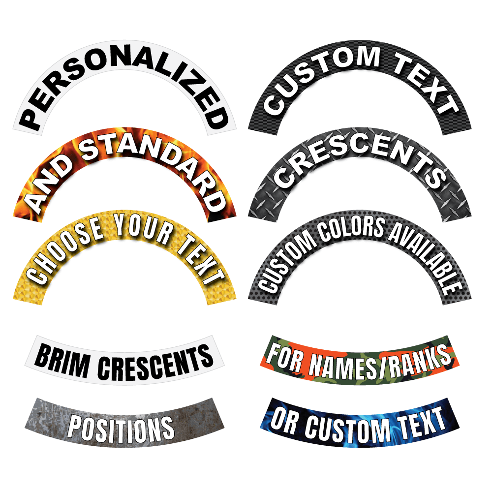 Collection of Personalized Reflective Helmet Crescent Decals