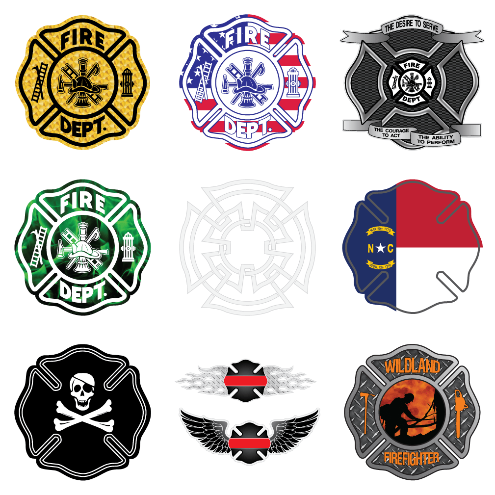 Collection of Maltese Cross Reflective Vinyl Decals