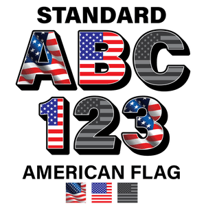 Reflective 3-D American Flag Letters and Numbers Decals