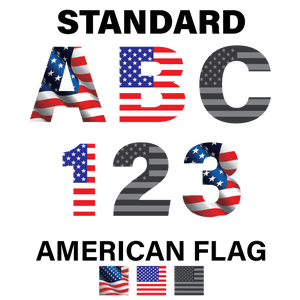 Reflective American Flag Letters and Numbers Decals