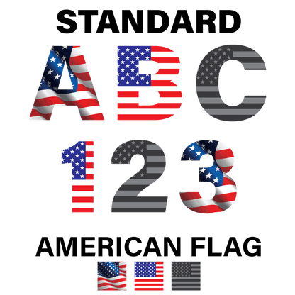 Reflective American Flag Letters and Numbers Decals