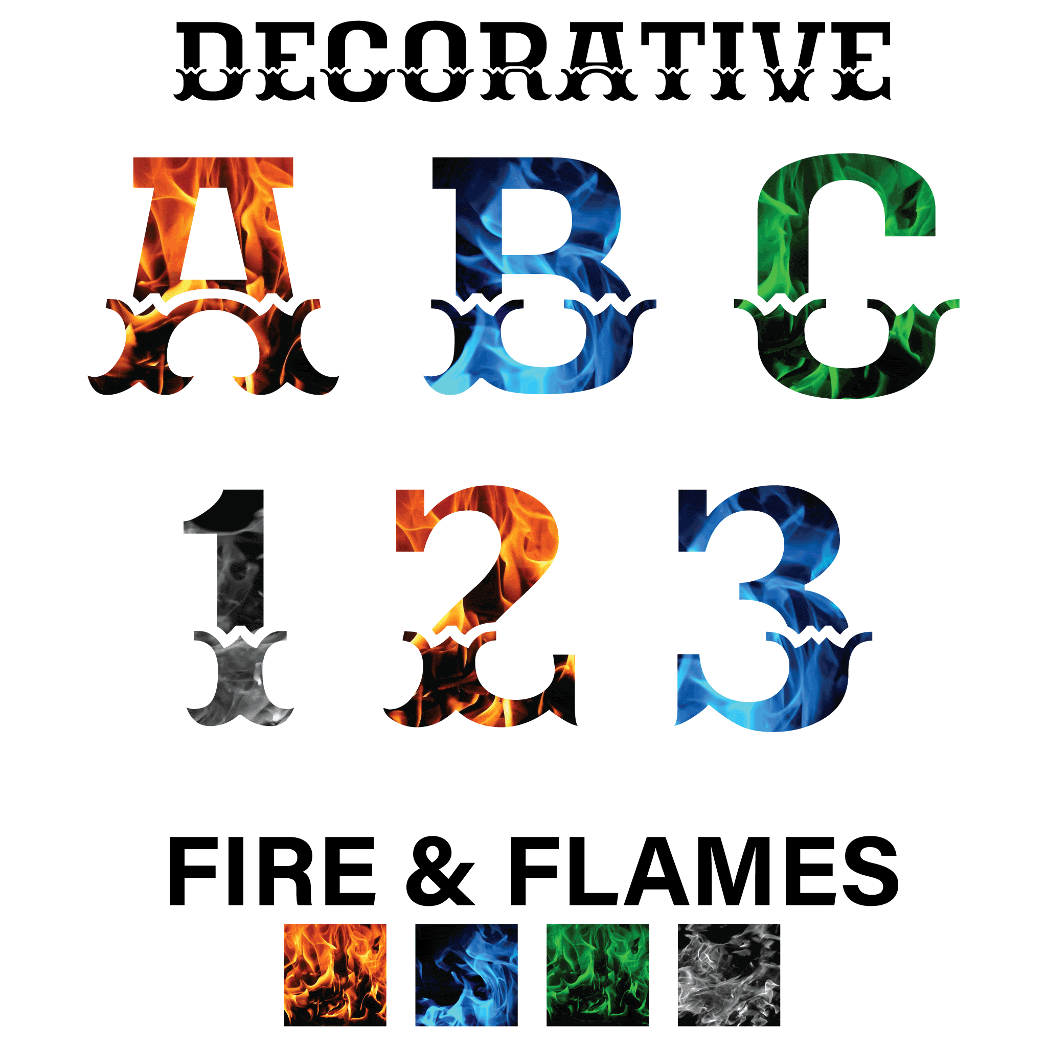Reflective Fire & Flame Letters and Numbers Decals