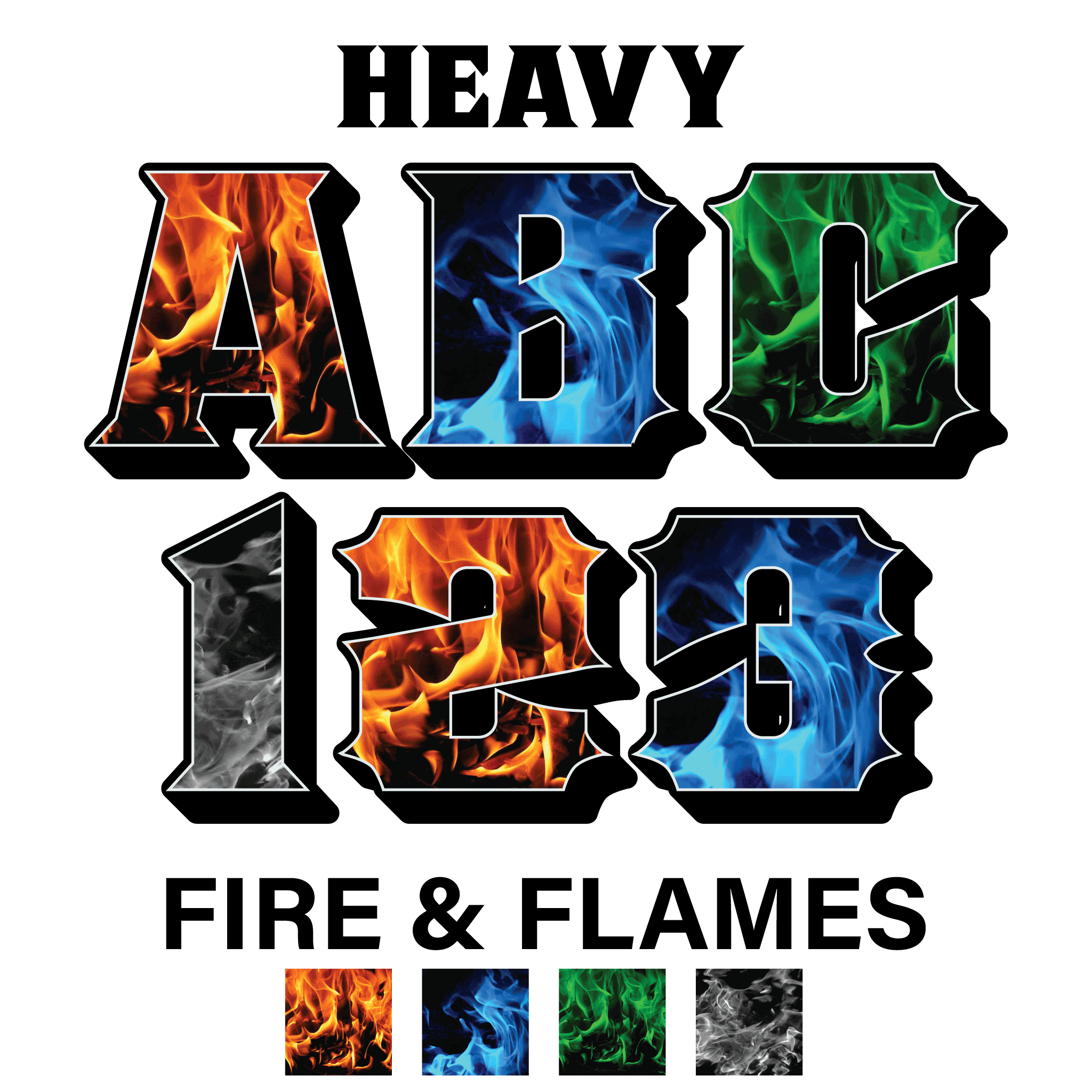 Reflective 3-D Fire & Flame Letters and Numbers Decals