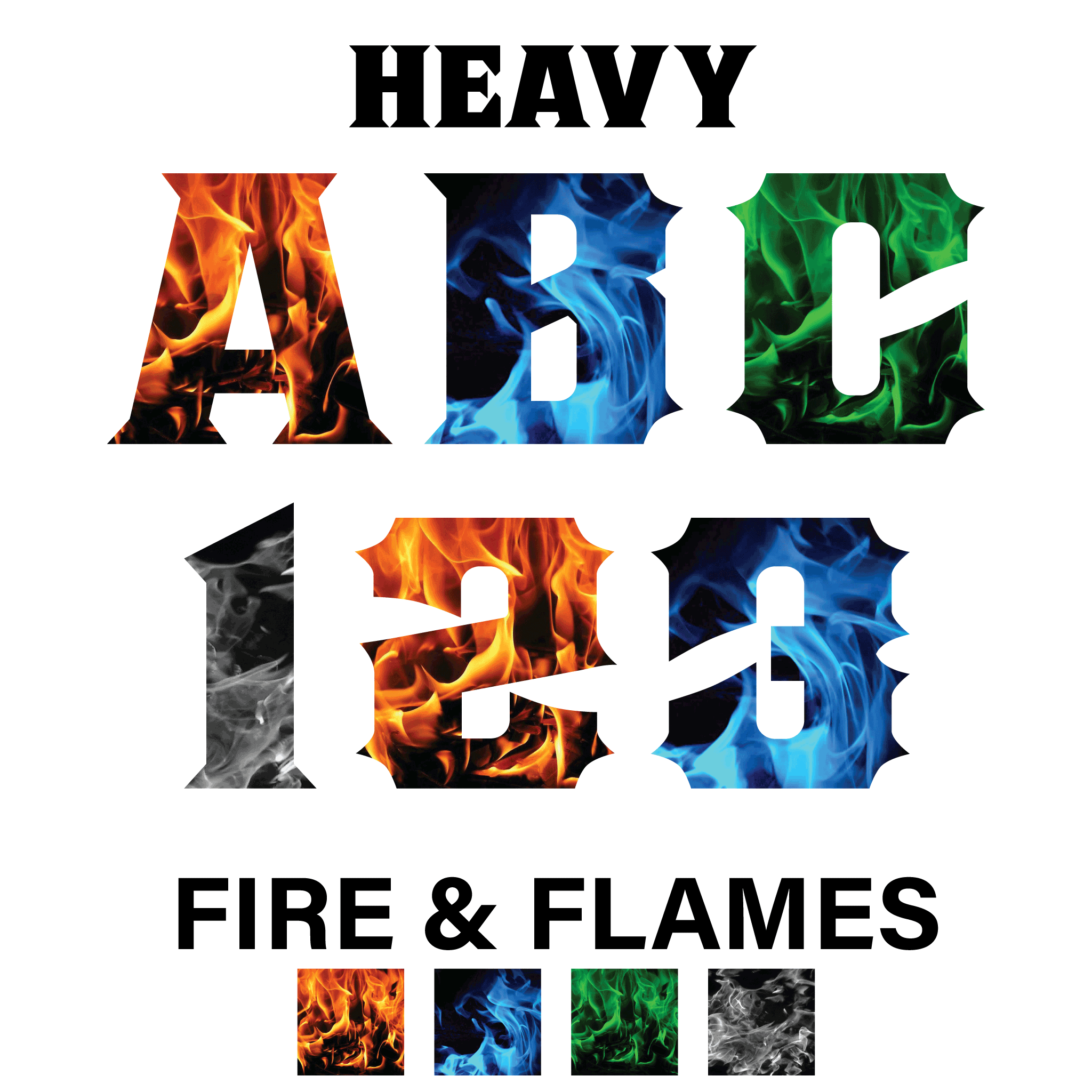 Reflective Fire & Flame Letters and Numbers Decals