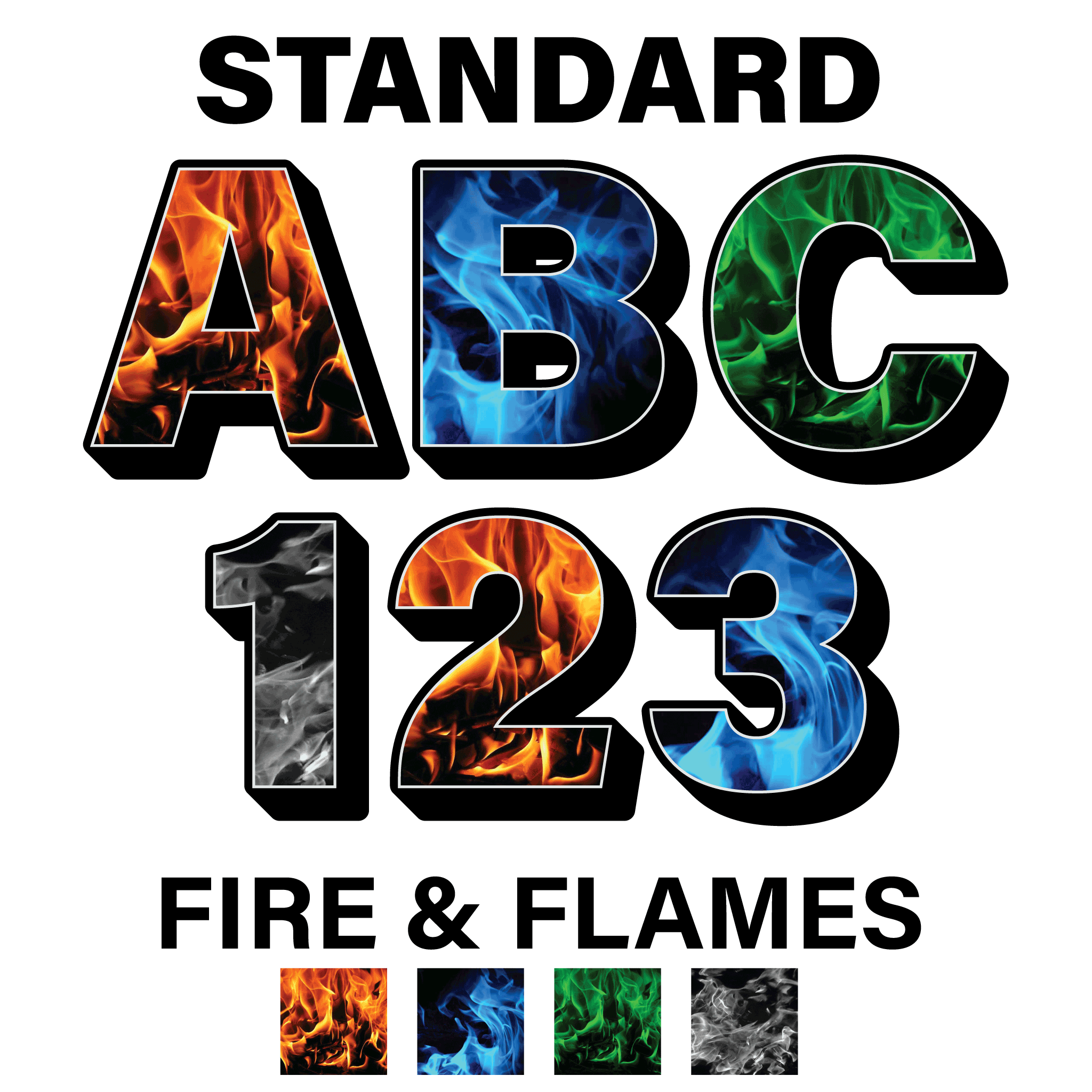 Reflective 3-D Fire & Flame Letters and Numbers Decals