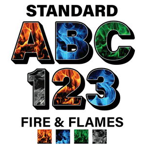 Reflective 3-D Fire & Flame Letters and Numbers Decals