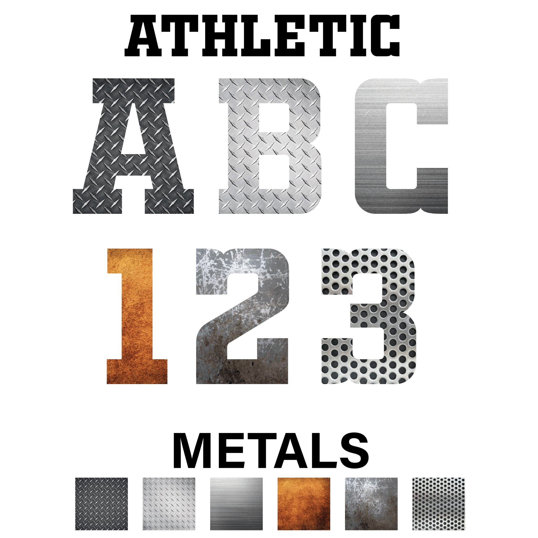 Reflective Metal Styles Letters and Numbers Decals