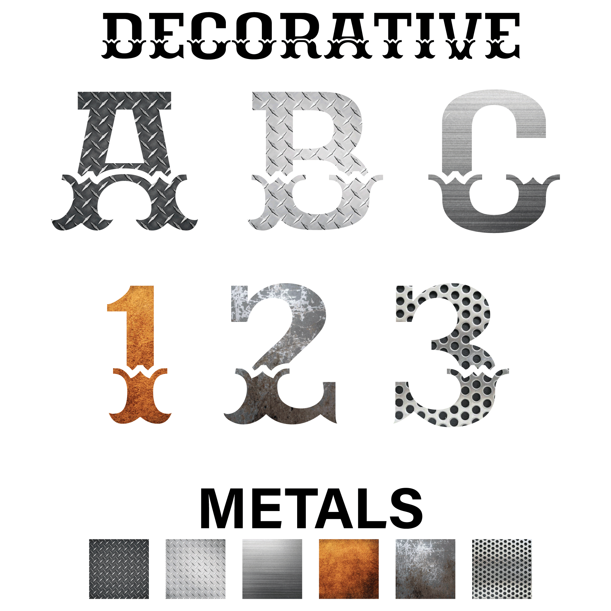 Reflective Metal Styles Letters and Numbers Decals