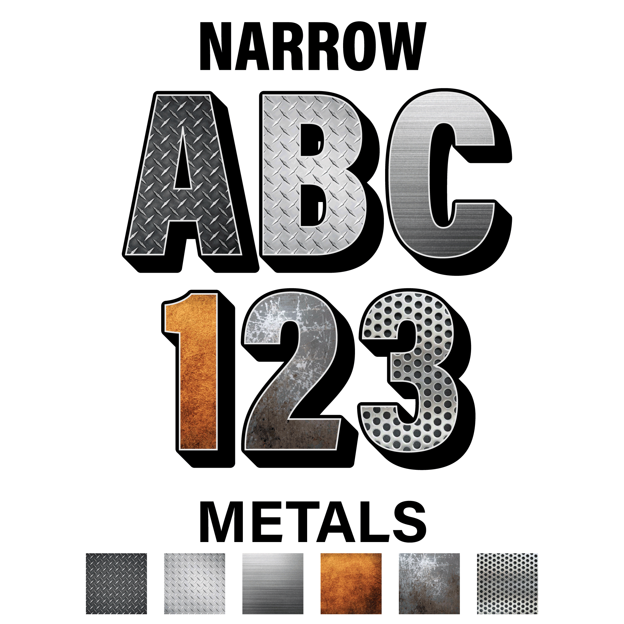 Reflective 3-D Metal Styles Letters and Numbers Decals