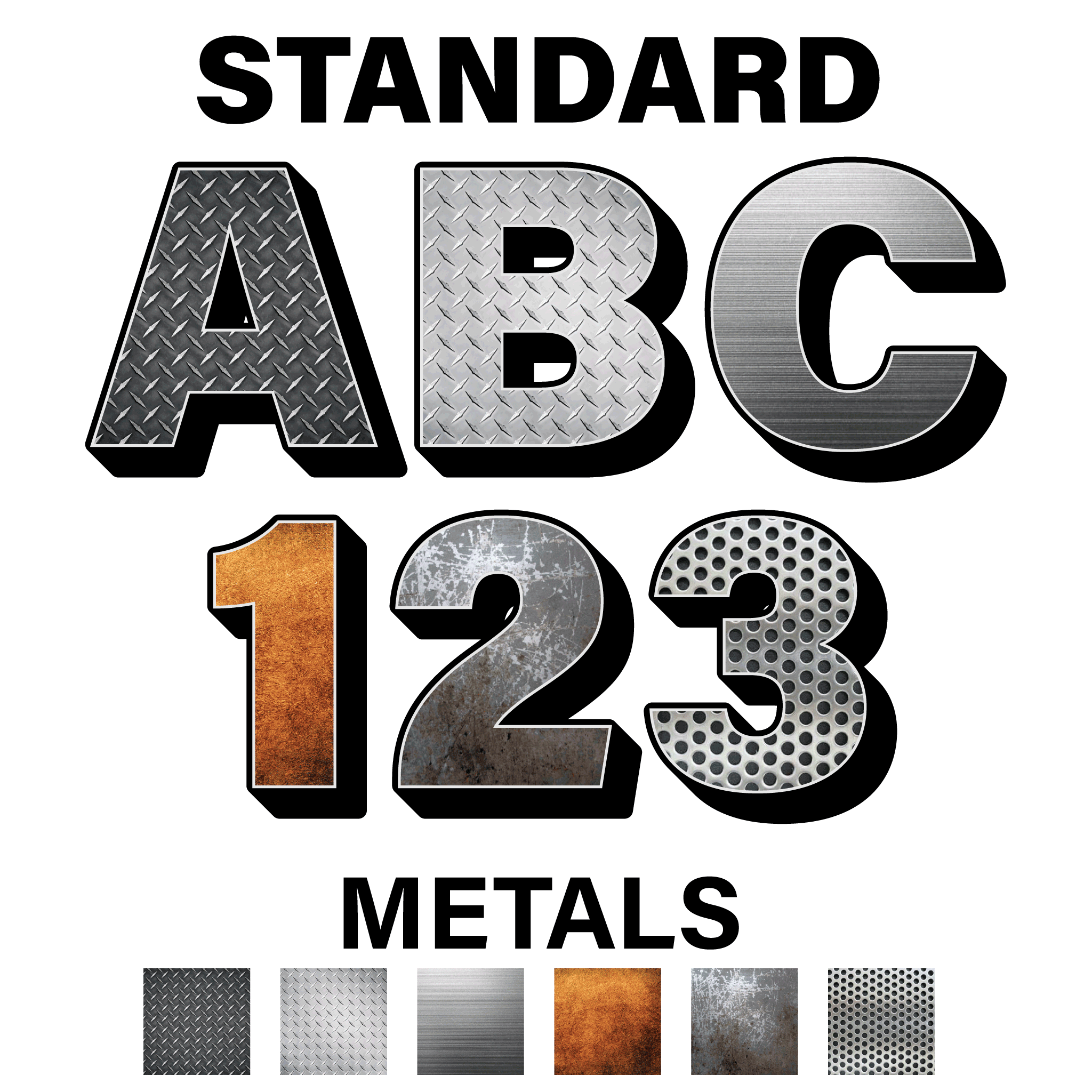 Reflective 3-D Metal Styles Letters and Numbers Decals