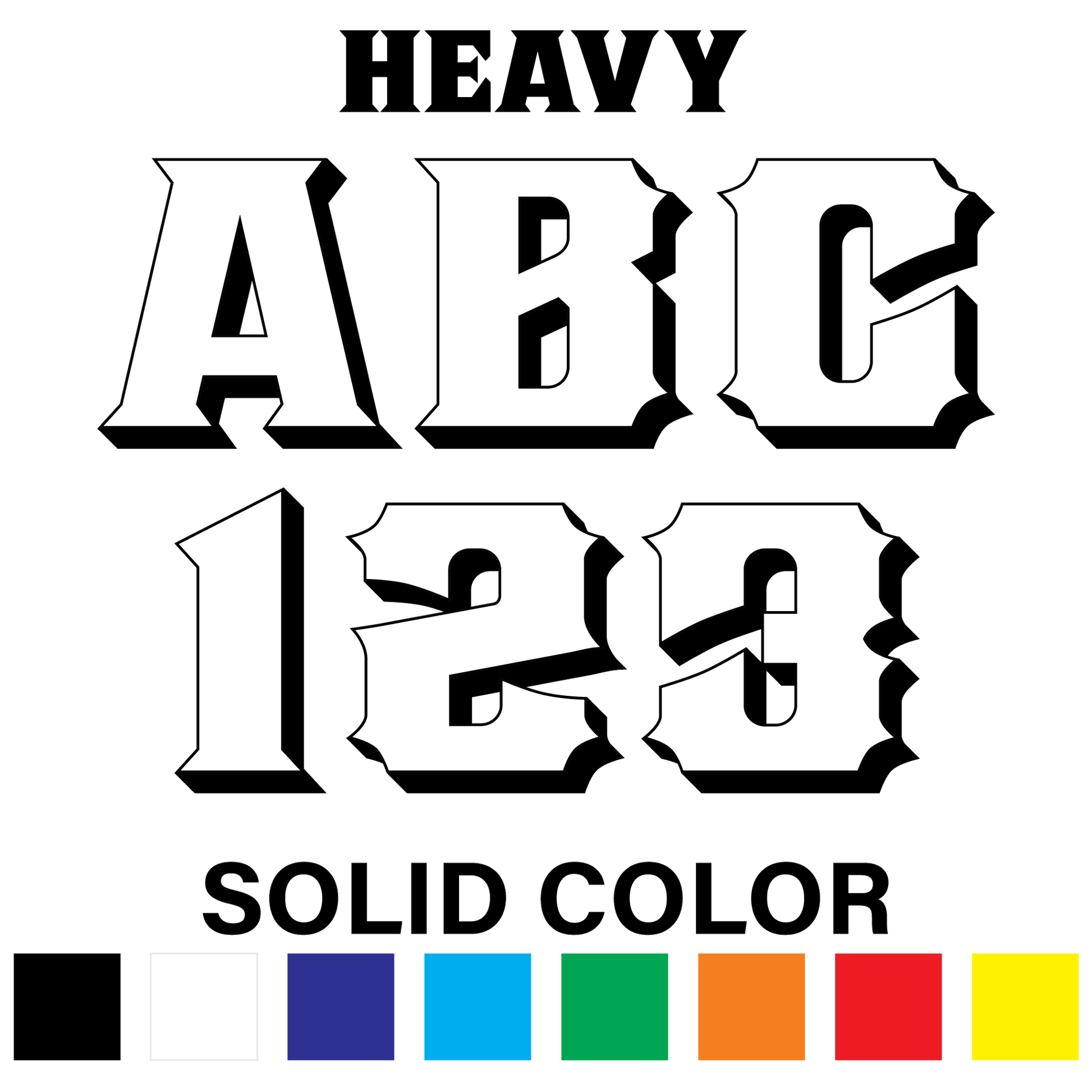 Reflective 3-D Solid Color Letters and Numbers Decals