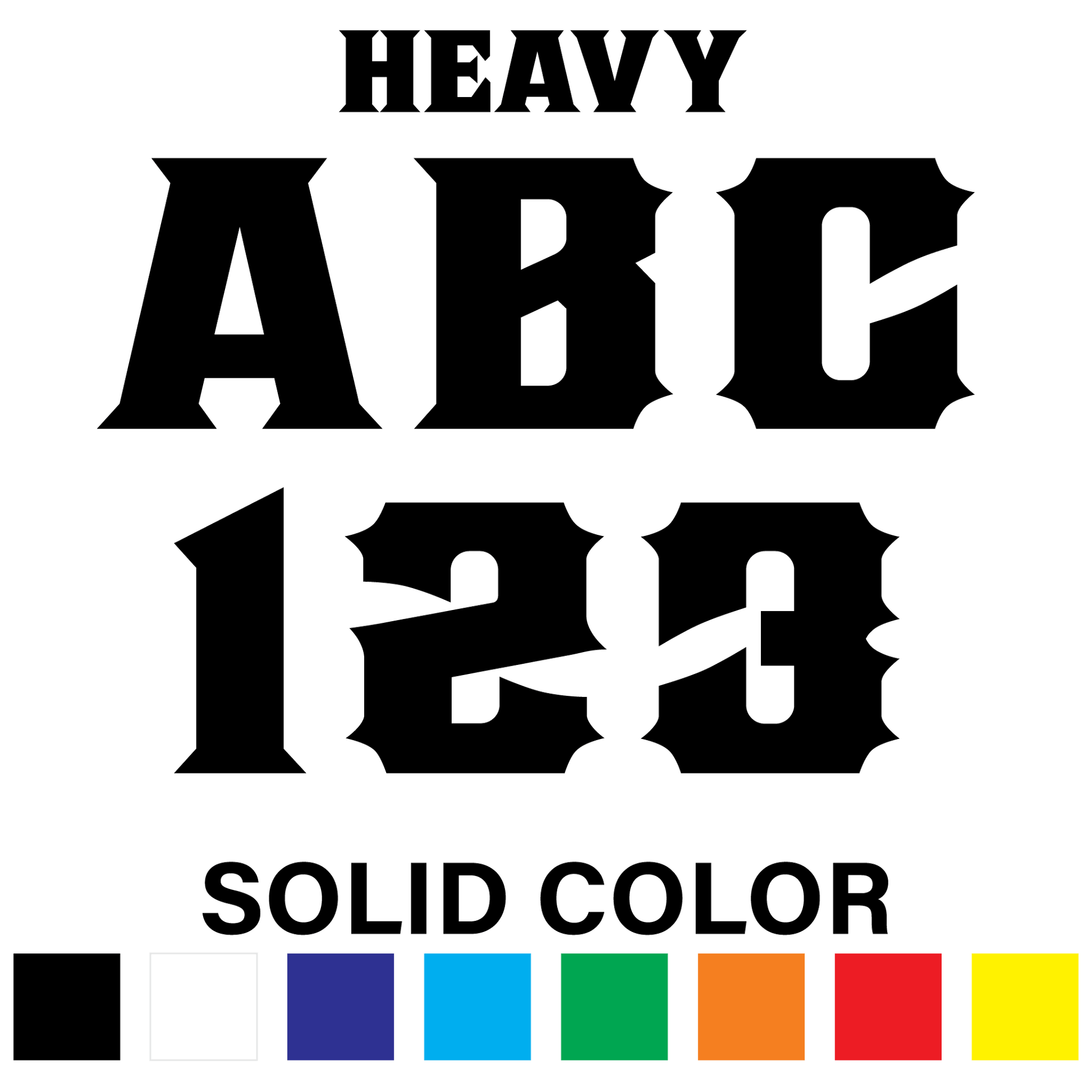 Reflective Solid Color Letters and Numbers Decals