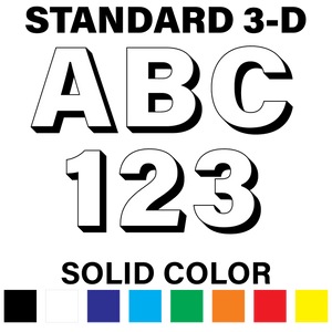 Reflective 3-D Solid Color Letters and Numbers Decals