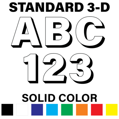 Reflective 3-D Solid Color Letters and Numbers Decals