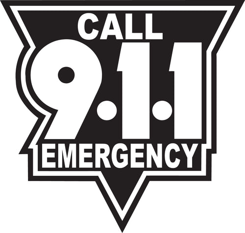 Call 911 White On Black Reflective Vinyl Decal, Firefighter Decal, Police Decal, Security Decal, Emergency Decal