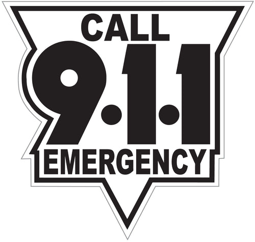 Call 911 Black On White Reflective Vinyl Decal, Firefighter Decal, Police Decal, Security Decal, Emergency Decal