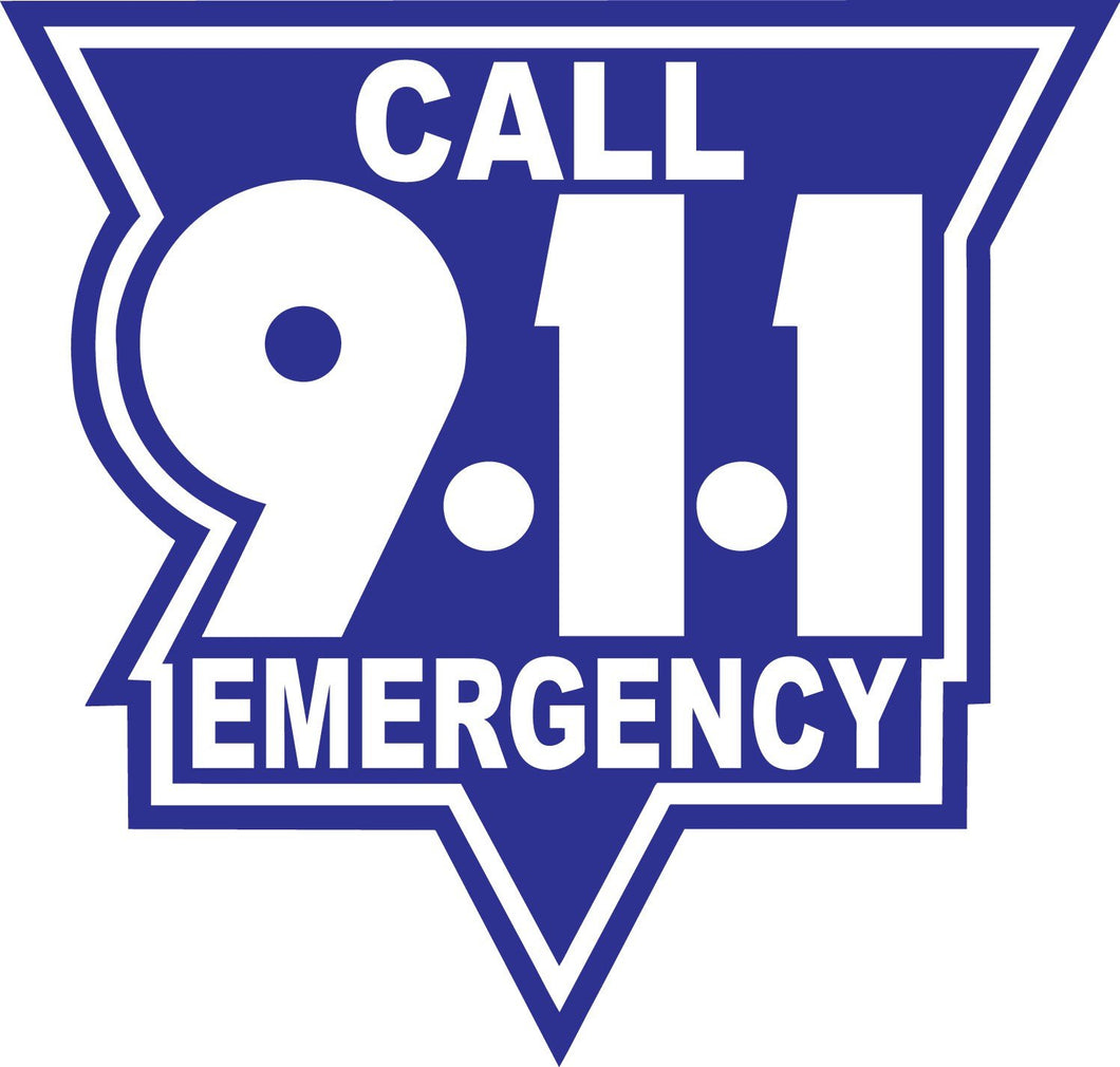 Call 911 White On Blue Reflective Vinyl Decal, Firefighter Decal, Police Decal, Security Decal, Emergency Decal