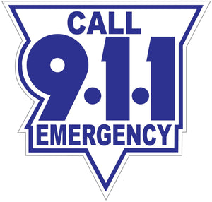 Call 911 Blue On White Reflective Vinyl Decal, Firefighter Decal, Police Decal, Security Decal, Emergency Decal