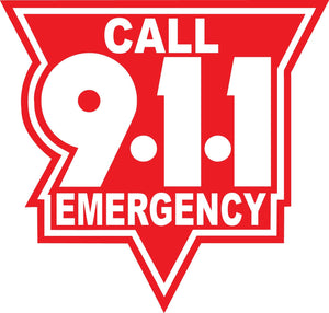 Call 911 White On Red Reflective Vinyl Decals, Firefighter Decal, Police Decal, Security Decal, Emergency Decal