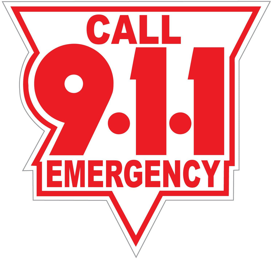 Call 911 Red On White Reflective Vinyl Decal, Firefighter Decal, Police Decal, Security Decal, Emergency Decal