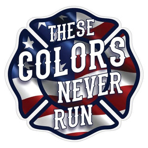 These Colors Never Run - Wavy US Flag Maltese Cross Reflective Decal