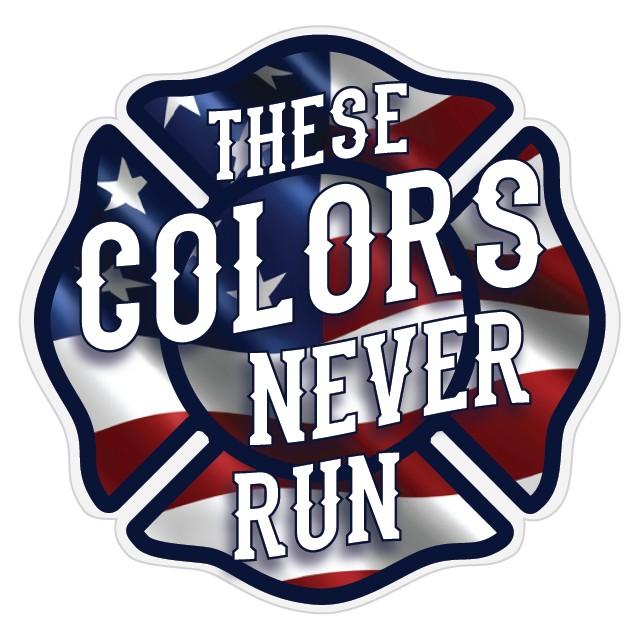 These Colors Never Run - Wavy US Flag Maltese Cross Reflective Decal