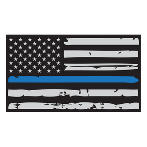 Thin Blue Line Distressed American Flag Reflective Vinyl Decal