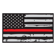 Load image into Gallery viewer, Thin Red Line Distressed American Flag Reflective Vinyl Decal