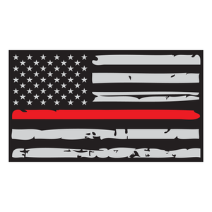 Thin Red Line Distressed American Flag Reflective Vinyl Decal