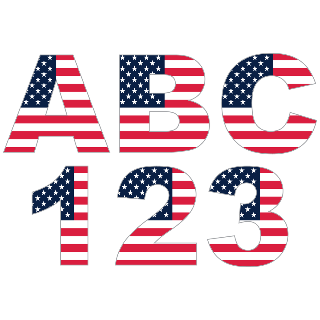 Flat American Flag Reflective Letters & Numbers Decals