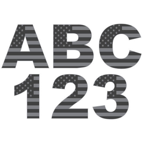 Subdued American Flag Reflective Letters & Numbers Decals