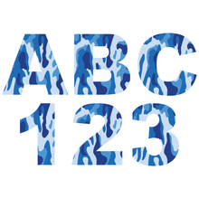Load image into Gallery viewer, Blue Camouflage Reflective Letter and Number Decals