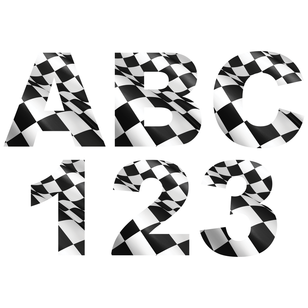 Checkered Flag Reflective Letter and Number Decals