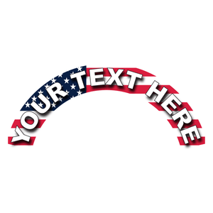 Reflective Vinyl Fire Helmet Crescent Decal, USA Flag Background, Customizable text, Reflective Helmet Rocker Decal