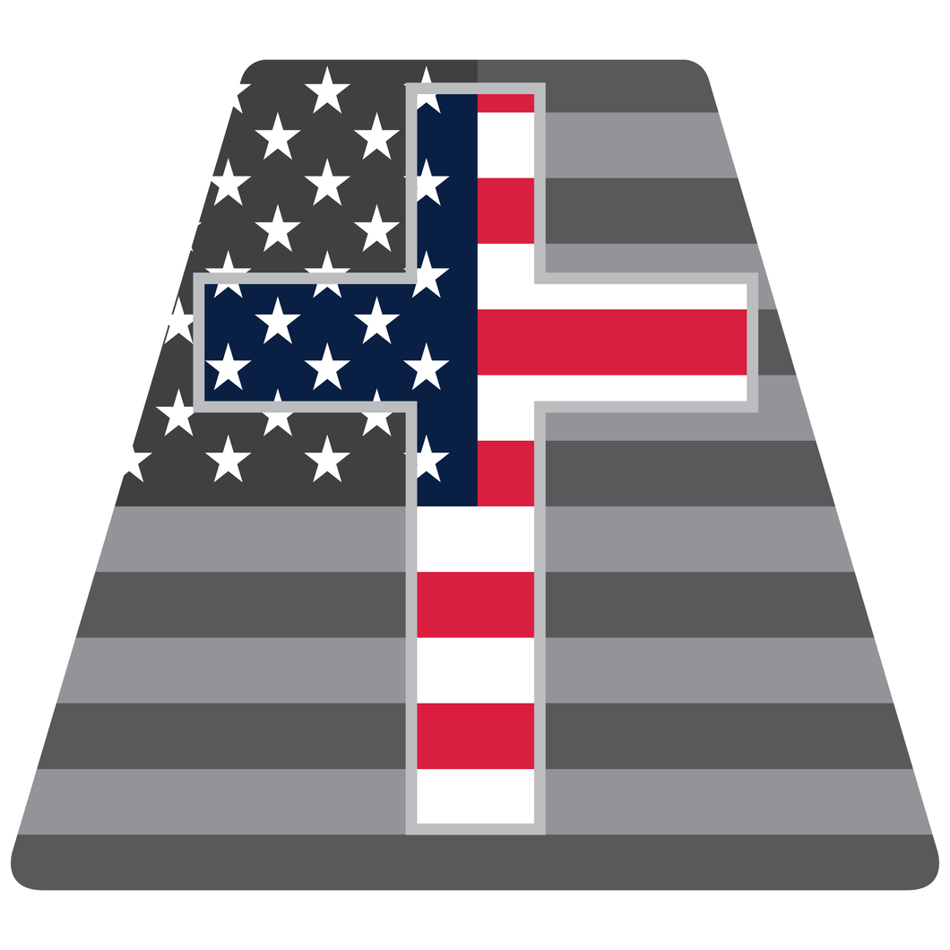 Chaplain Cross Standard and Subdued American Flag Helmet Tetrahedron Reflective Decals - Fire Safety Decals