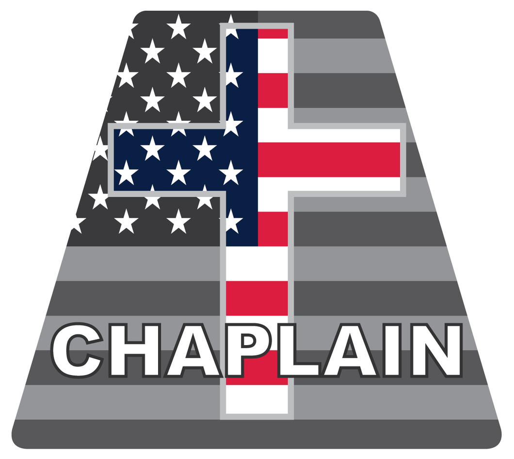 Chaplain Cross with Rank Title and American Flag Helmet Tetrahedron Reflective Decals