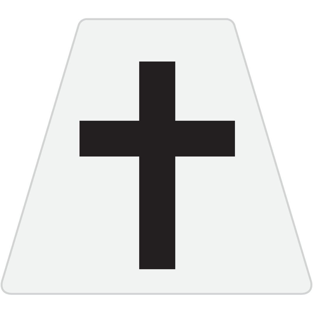 Chaplain Cross Reflective Tetrahedron Decal White with Black Cross