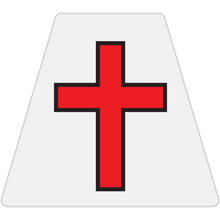 Load image into Gallery viewer, Chaplain Cross Reflective Tetrahedron Decal White with Red Cross