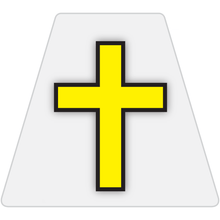 Load image into Gallery viewer, Chaplain Cross Reflective Tetrahedron Decal White with Yellow Cross