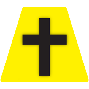 Chaplain Cross Reflective Tetrahedron Decal Yellow with Black Cross