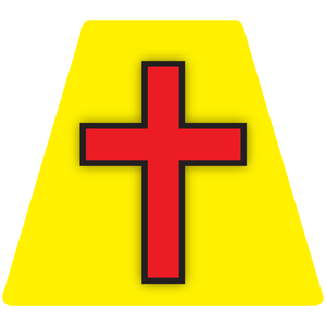 Chaplain Cross Reflective Tetrahedron Decal Yellow with Red Cross