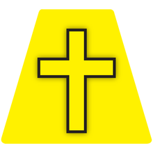 Load image into Gallery viewer, Chaplain Cross Reflective Tetrahedron Decal Yellow with Yellow Cross