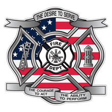 Load image into Gallery viewer, American Flag Desire To Serve Maltese Cross Reflective Decal