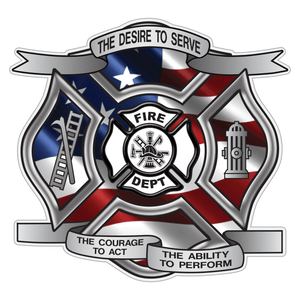Desire To Serve American Flag Maltese Cross Reflective Decals