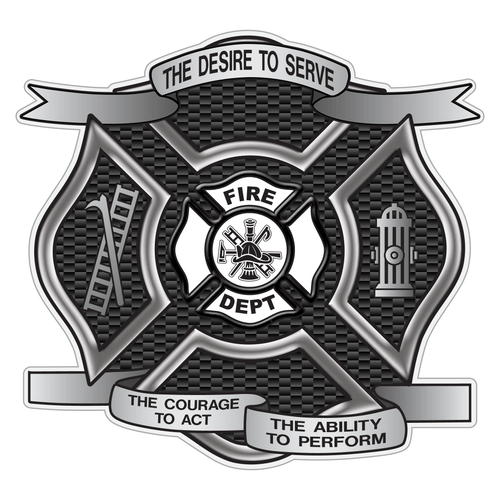 Carbon Fiber Desire To Serve Maltese Cross Reflective Decal