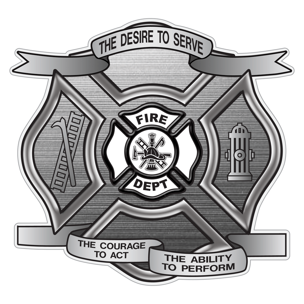 Brushed Metal Desire To Serve Maltese Cross Reflective Decal